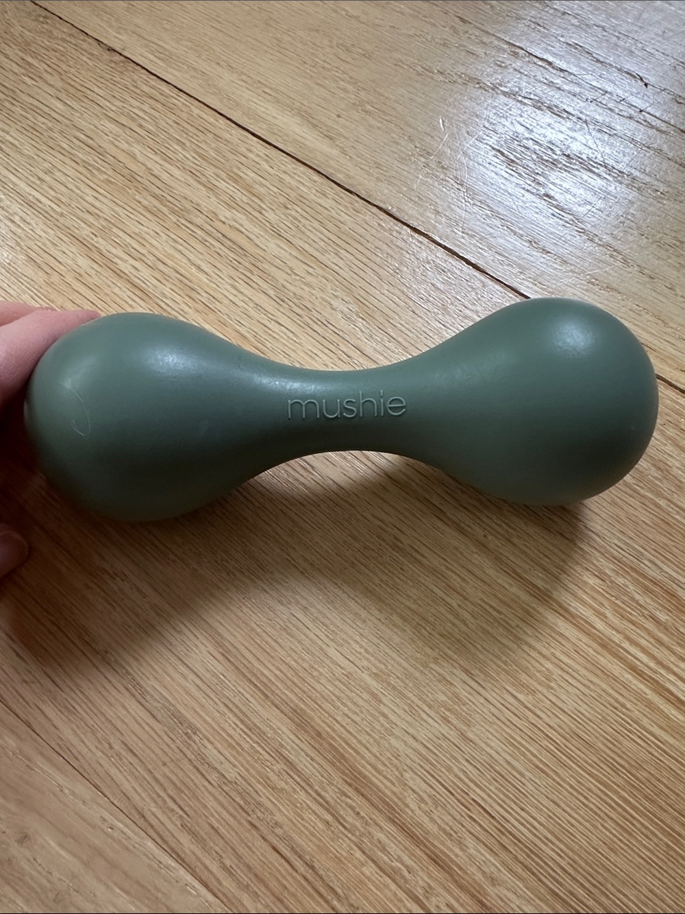 mushie silicone baby shaker rattle toy